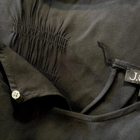 J. Crew Viscose Crepe Gathered Sleeve Shirred-Waist Top CF445 Black Size 0 NWT - Picture 4 of 4